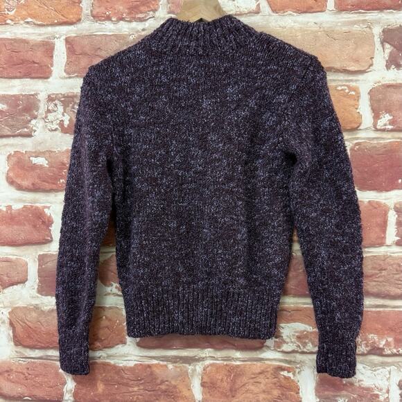 Vintage Talbots Sweater Women's Small Wool Blend Purple Boucle Knit Mock Neck - Picture 4 of 9